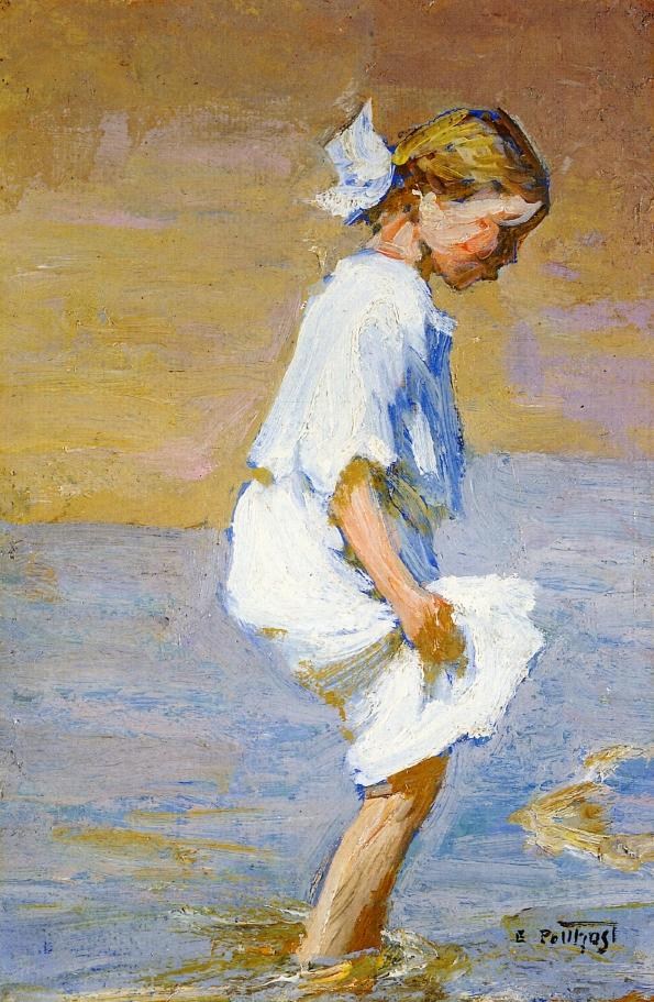 Edward Henry Potthast Wading at the Shore